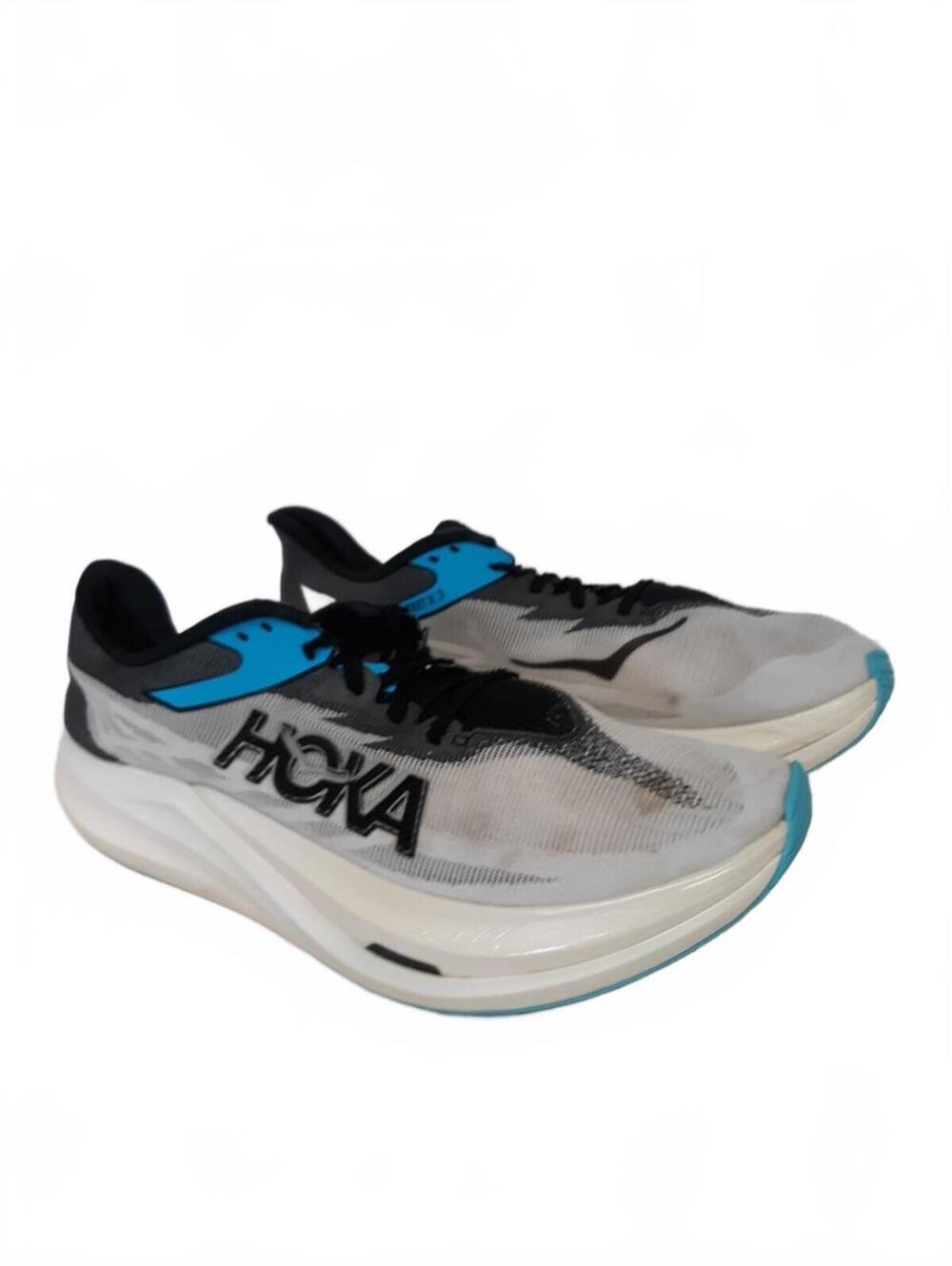 Hoka Men Rocket X 3 1168724 White Black Blue Size 13 Width D